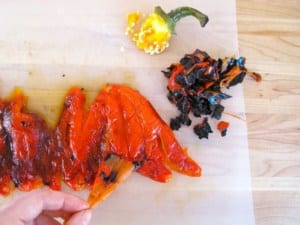 seed and peel roasted red peppers 