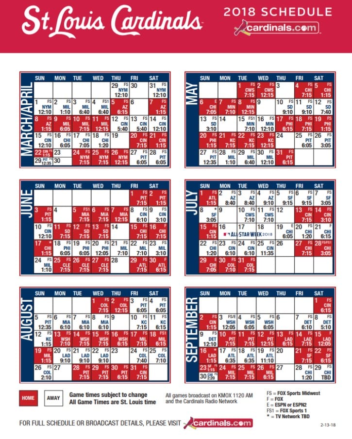 Printable Cardinals Schedule - Customize and Print